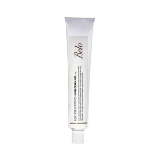 Tube of Belo Prescriptives Sunscreen Gel on a white background